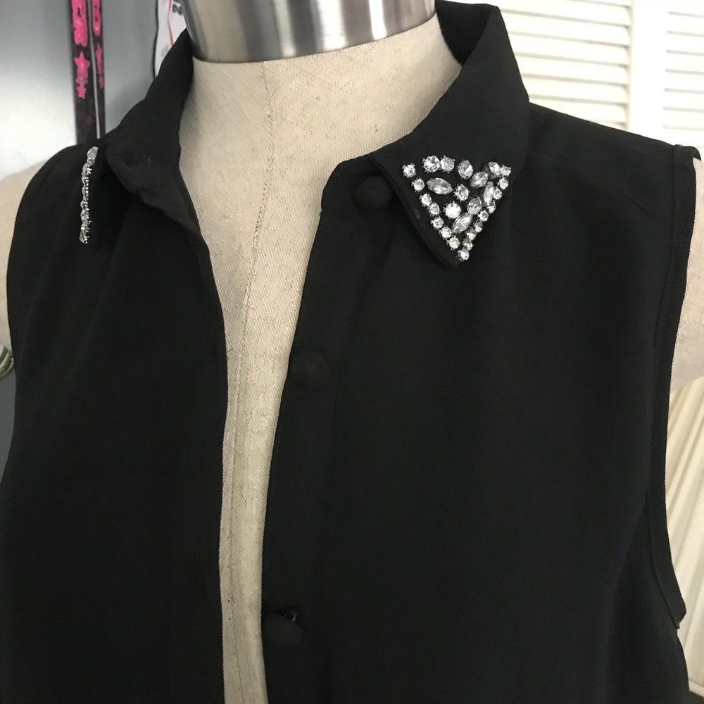 Black embroidered collar one piece